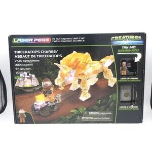 Laser Pegs Creatures Triceratops Charge LED Building Set 220 Pc New Kids Toy